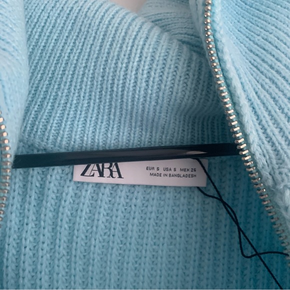 Zara Blue Balloon Sleeve Knit Cardigan - Picture 7 of 9